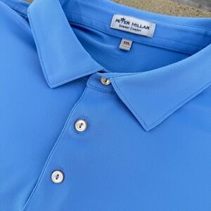 Peter Millar Summer Comfort Blue Polo Golf Shirt, XXL